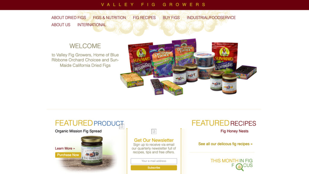 valley fig growers old website design
