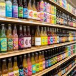 A crowded retail shelf showing multiple product packages competing for shopper attention, illustrating why strong packaging design is essential for small brands